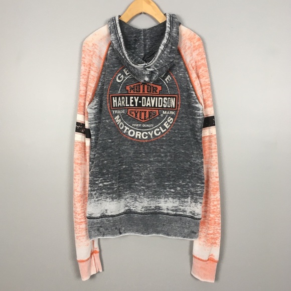 Harley-Davidson Tops - Harley Davidson Rhinestone Burnout Hooded Jacket